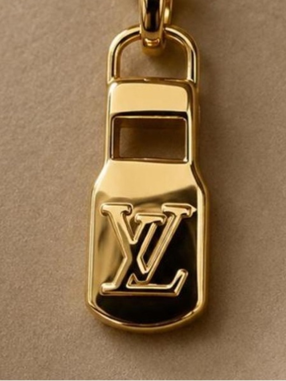 Louis Vuitton Gold-tone LV Logo Key Fob